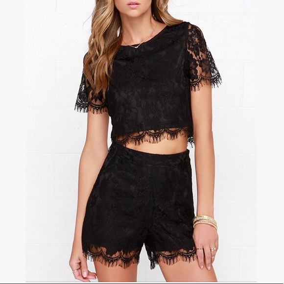 Black Shorts All over Lace Drawstring Lined New - Picture 8 of 8